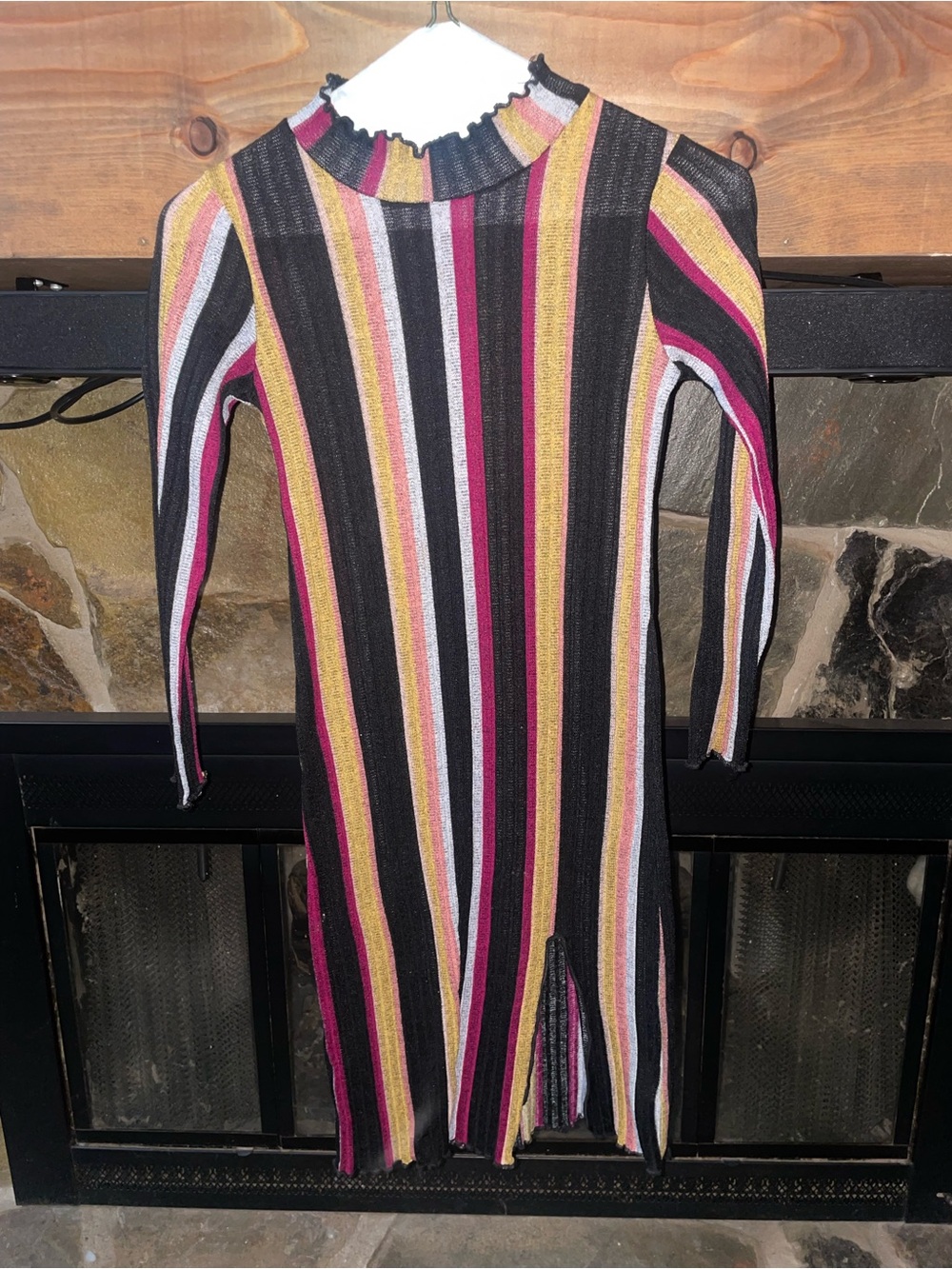 art class Black, Pink & Gold Striped Knit Dress